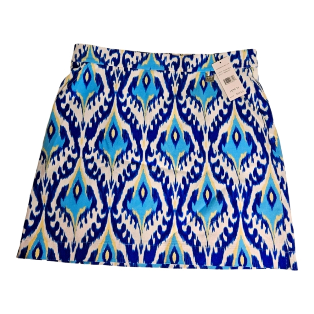 Raffaella Blue Patterned Skirt with Modesty Shorts Size Medium NWT